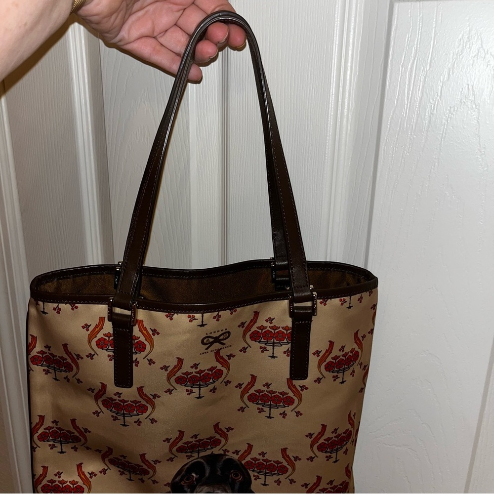 Reversible Anya Hindmarch chocolate brown Labrador puppy dog tote bag purse - Picture 8 of 13